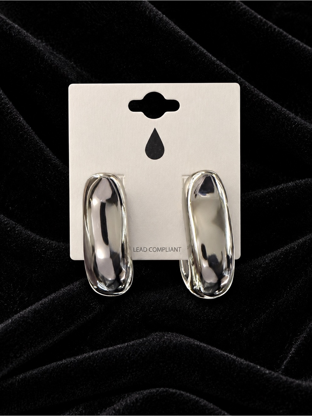 Silver Chunky Half Hoop Post Style Earrings
